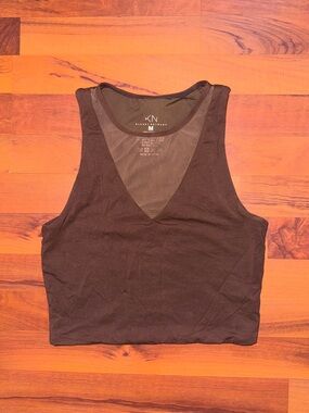 Klassy Brown Mesh Crop Top